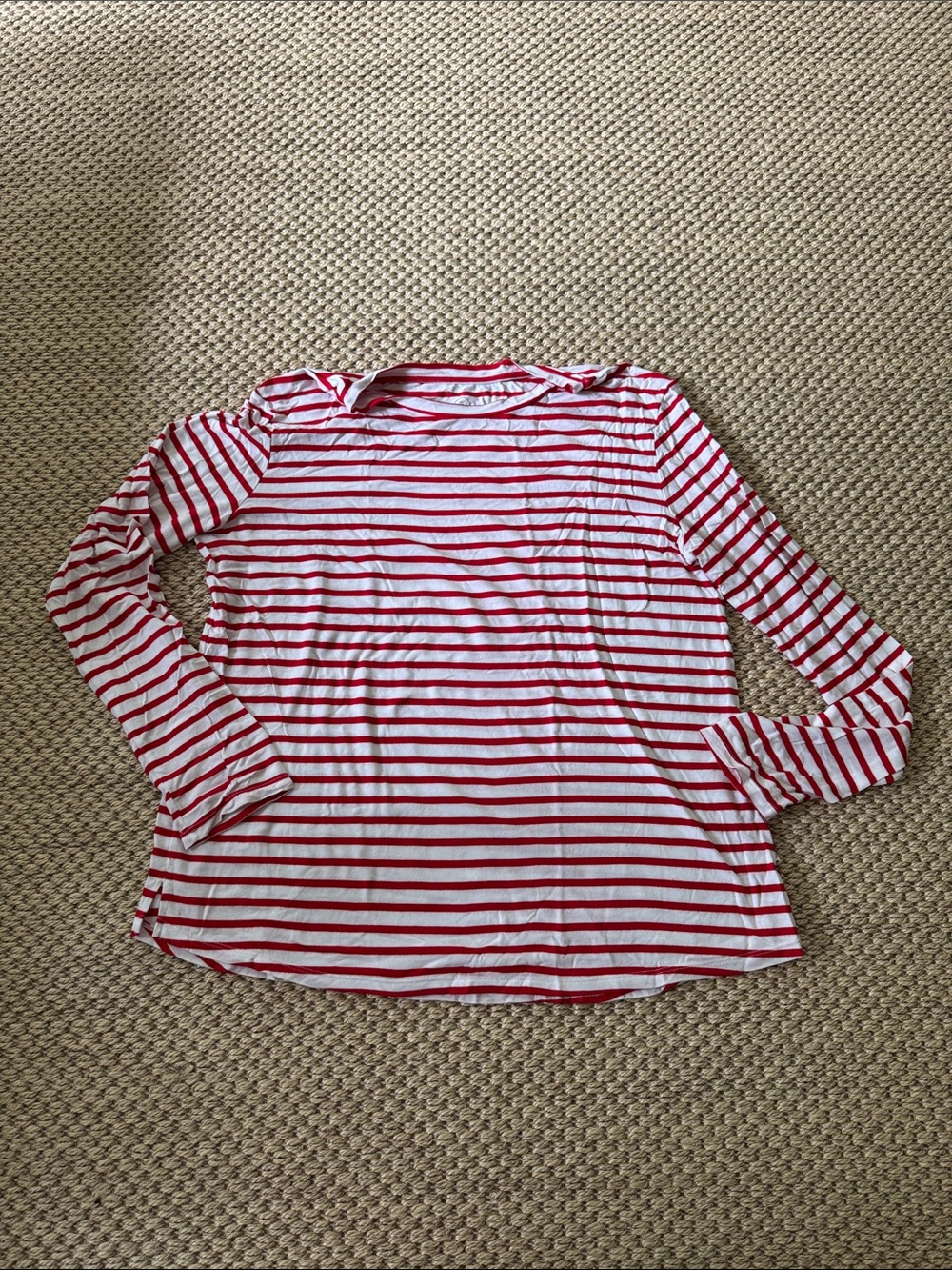Addison Bay Red and White Striped Long-Sleeve Tee